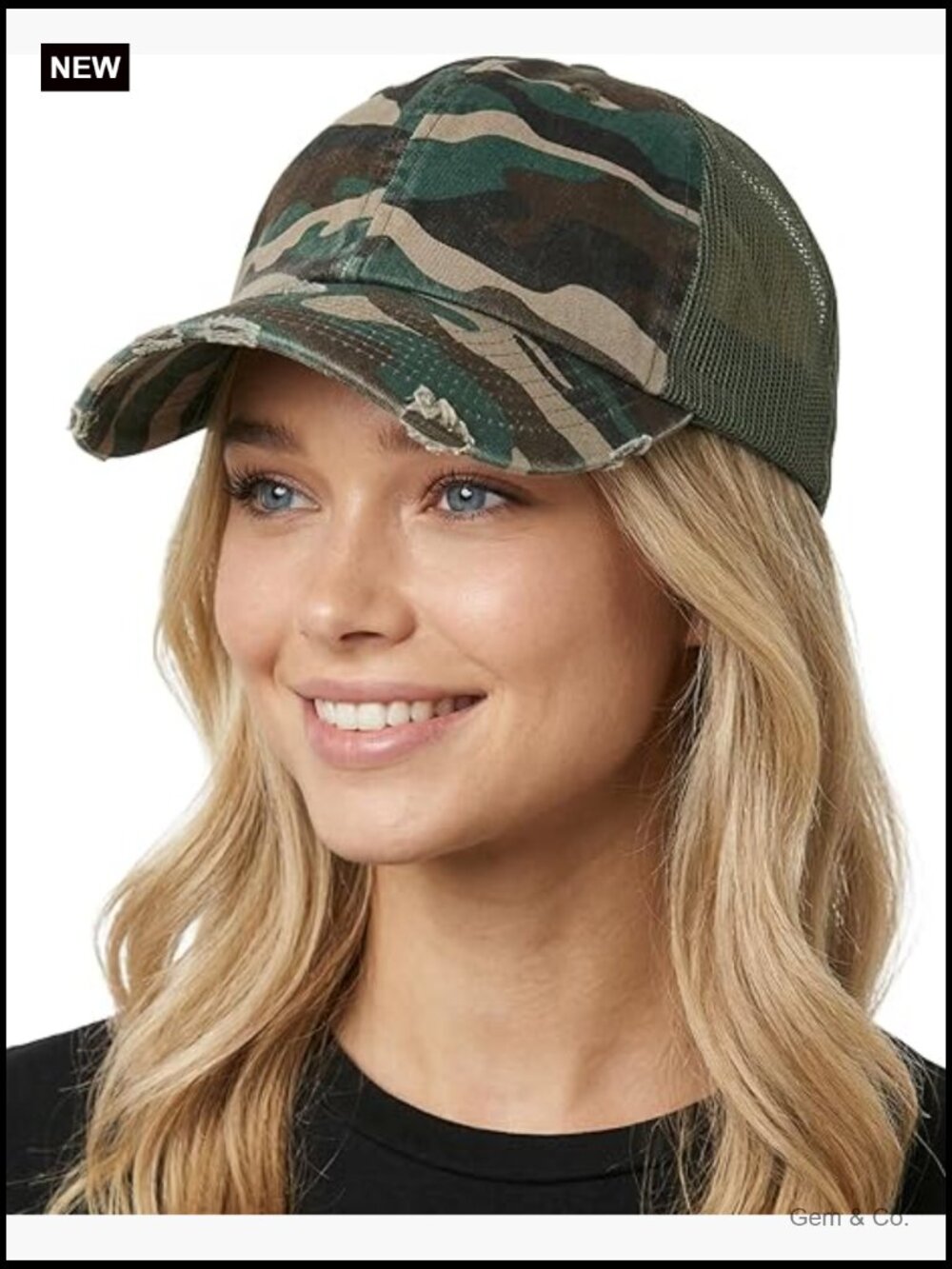 Distressed Trucker Hat - Mesh Back - One Size Adjustable